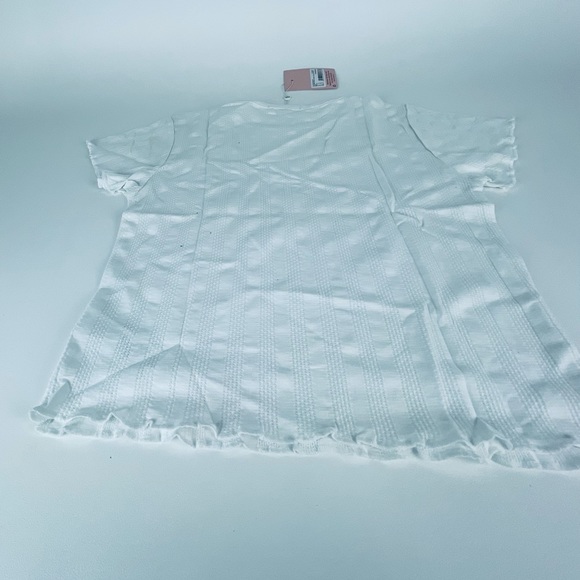 TEXTURED STRIPE CREW LETTUCE HEM SS crop white - Picture 3 of 6